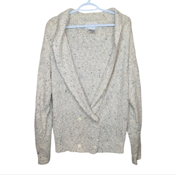 Vintage J.S. Fashion Cream White Double Button Knit Cozy Cardigan Women Small - Picture 1 of 11
